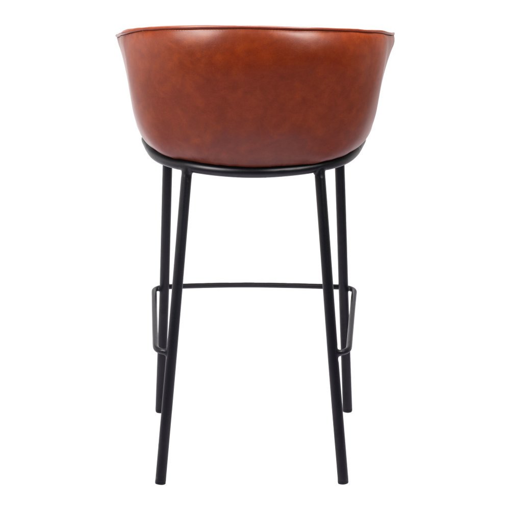 Kace Cognac Faux Leather Bar Stool - 30 Inch