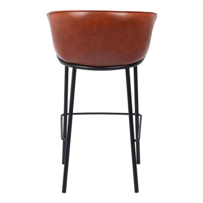 Kace Cognac Faux Leather Bar Stool - 30 Inch