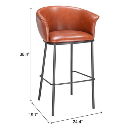 Dimensional diagram showing width and height of 30 inch bar stool Right Profile