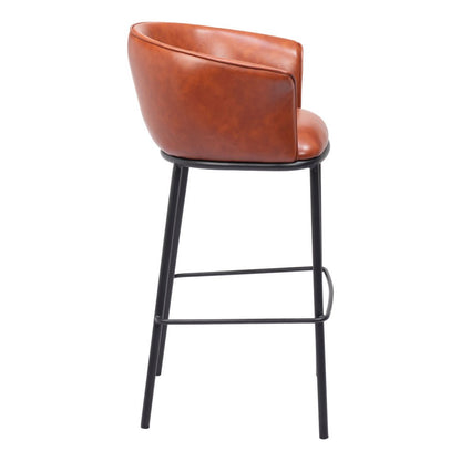 Kace Cognac Faux Leather Bar Stool - 30 Inch