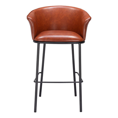 Kace Cognac Faux Leather Bar Stool - 30 Inch