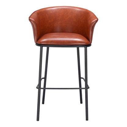 Kace Cognac Faux Leather Bar Stool - 30 Inch