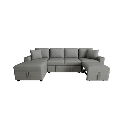 109.1' Sectional Sofa Convertible Pull-out Sofa Bed with Storage Ottoman Streamdale Furniture