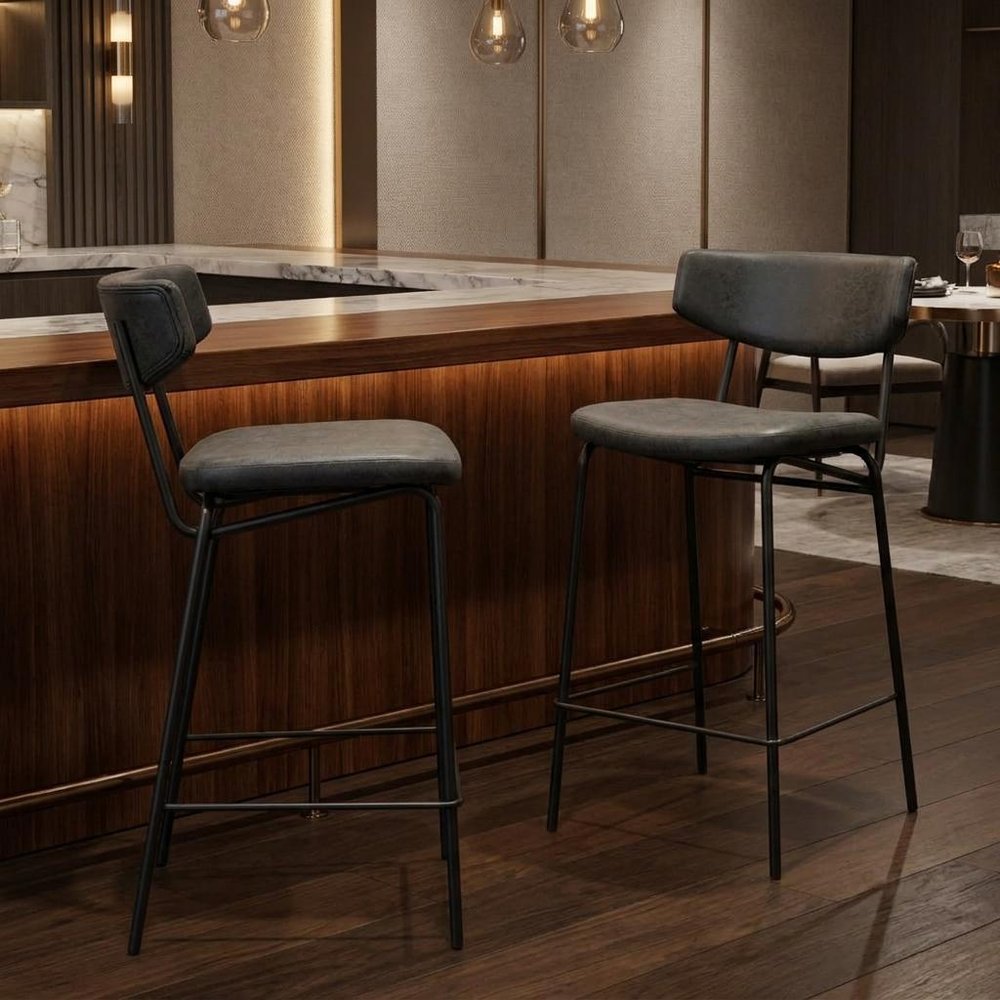 Soren Matte Black Bar Stool Set