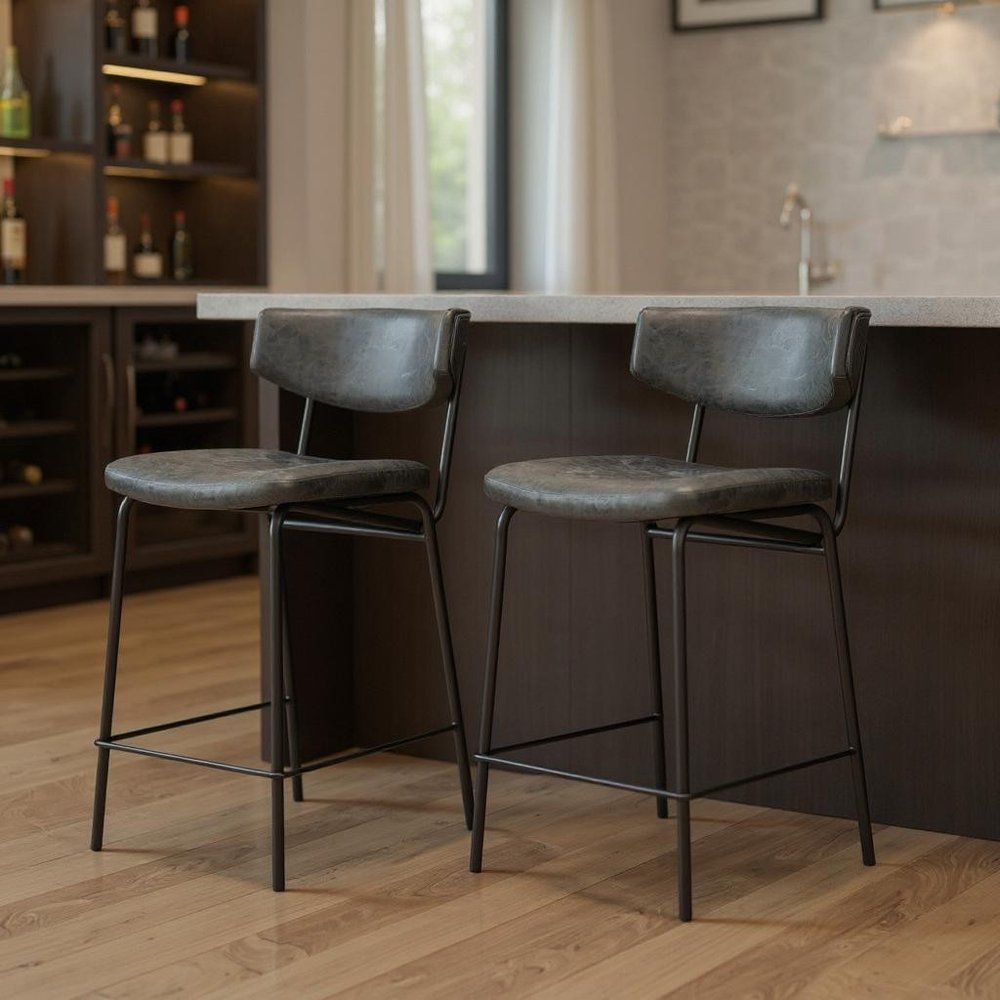 Soren Matte Black Bar Stool Set