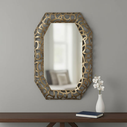 35" Bronze Octagonal Steel Framed Accent Mirror - Fluent Trends