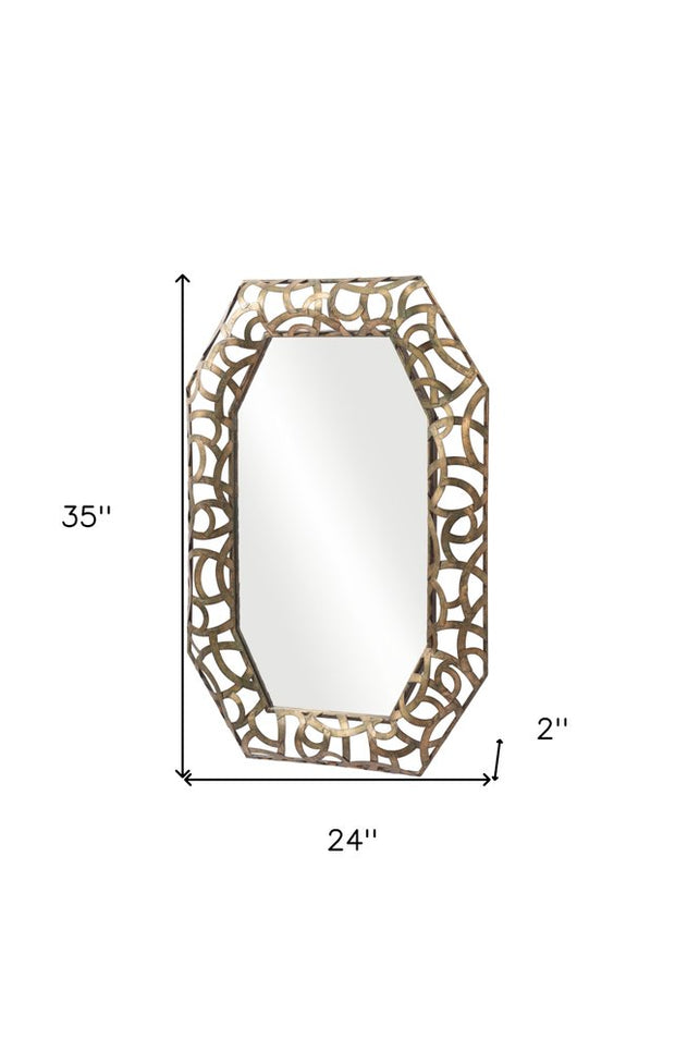 35" Bronze Octagonal Steel Framed Accent Mirror