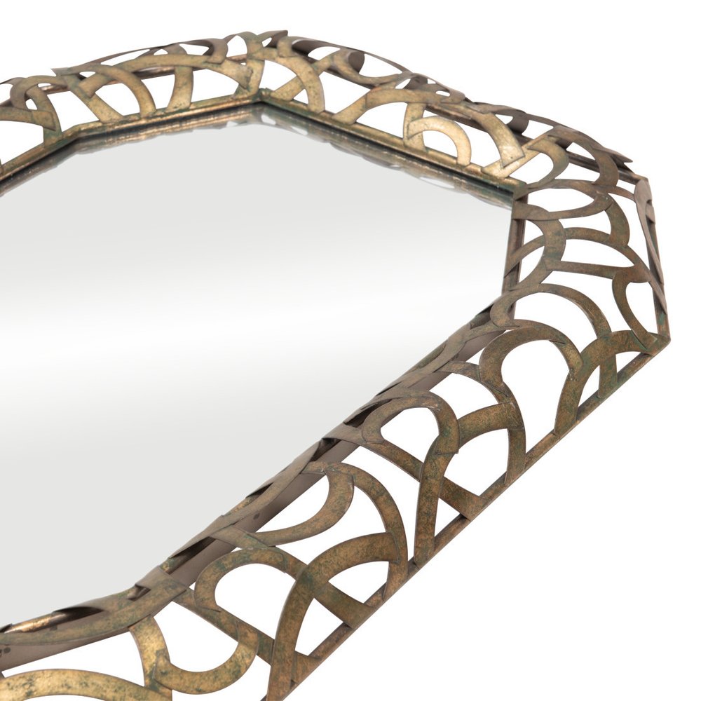 35" Bronze Octagonal Steel Framed Accent Mirror