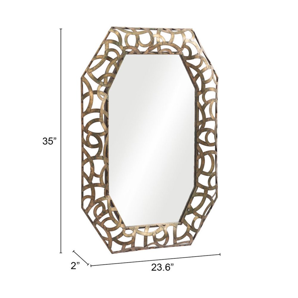35" Bronze Octagonal Steel Framed Accent Mirror