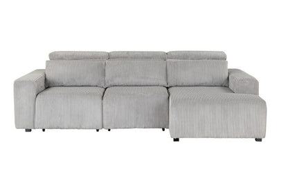 Light Gray Corduroy Sleeper L Shaped Sofa and Chaise Sectional HomeRoots