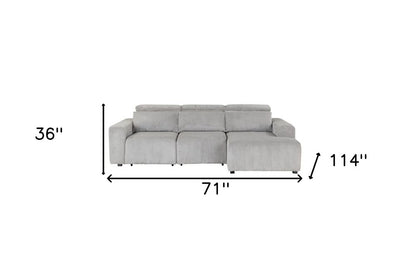 Light Gray Corduroy Sleeper L Shaped Sofa and Chaise Sectional