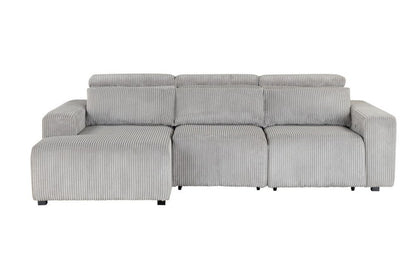 Light Gray Corduroy Sleeper L Shaped Sofa and Chaise Sectional HomeRoots