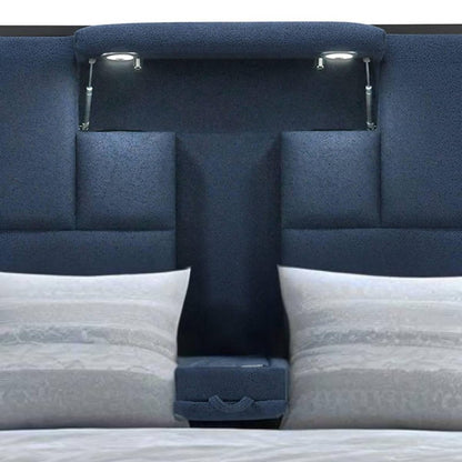 Navy Blue Upholstered Queen Tech Bed with Bluetooth
