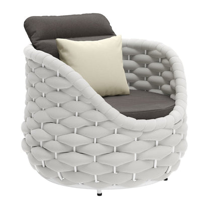 34" Gray And White Fabric Club Chair And Toss Pillow HomeRoots