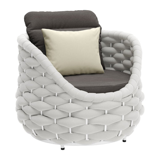 34" Gray And White Fabric Club Chair And Toss Pillow HomeRoots