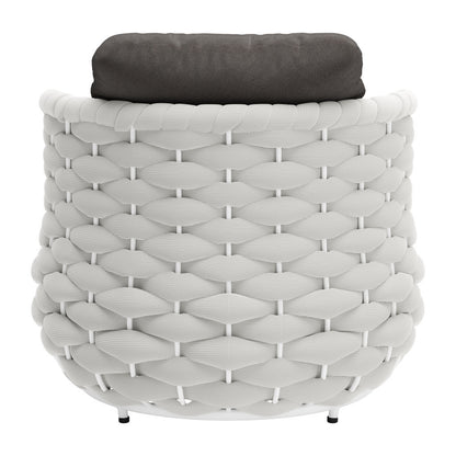 34" Gray And White Olefin Barrel Chair And Toss Pillow