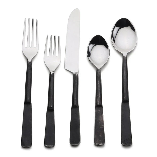 Matte Black Stainless Steel Twenty Piece Hand Forged Flatware Set - Fluent Trends