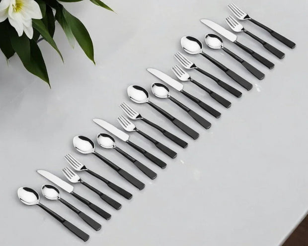 Matte Black Stainless Steel Twenty Piece Hand Forged Flatware Set - Fluent Trends