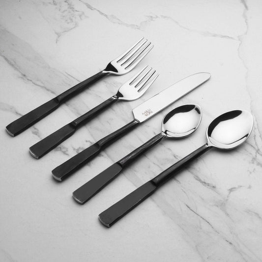 Matte Black Stainless Steel Twenty Piece Hand Forged Flatware Set HomeRoots