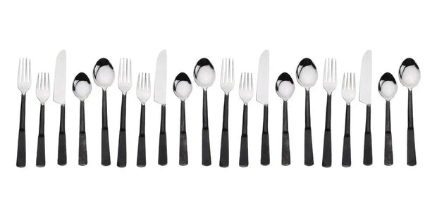 Matte Black Stainless Steel Twenty Piece Hand Forged Flatware Set - Fluent Trends