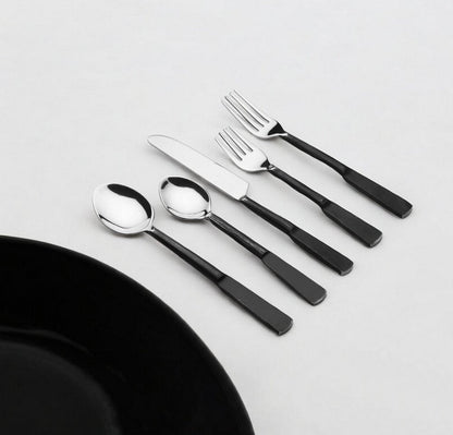 Matte Black Stainless Steel Five Piece Hand Forged Place Setting HomeRoots