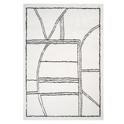 Ivory & Black Geometric Area Rug - 5' x 7' Stain Resistant Polypropylene - Fluent Trends Area Rugs