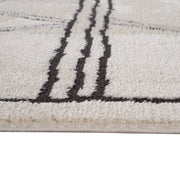 Ivory & Black Geometric Area Rug - 5' x 7' Stain Resistant Polypropylene - Fluent Trends Area Rugs