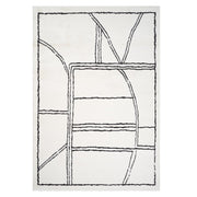 Ivory & Black Geometric Area Rug - 5' x 7' Stain Resistant Polypropylene - Fluent Trends Area Rugs