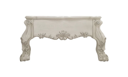 57" Bone Wood Coffee Table With Two Drawers