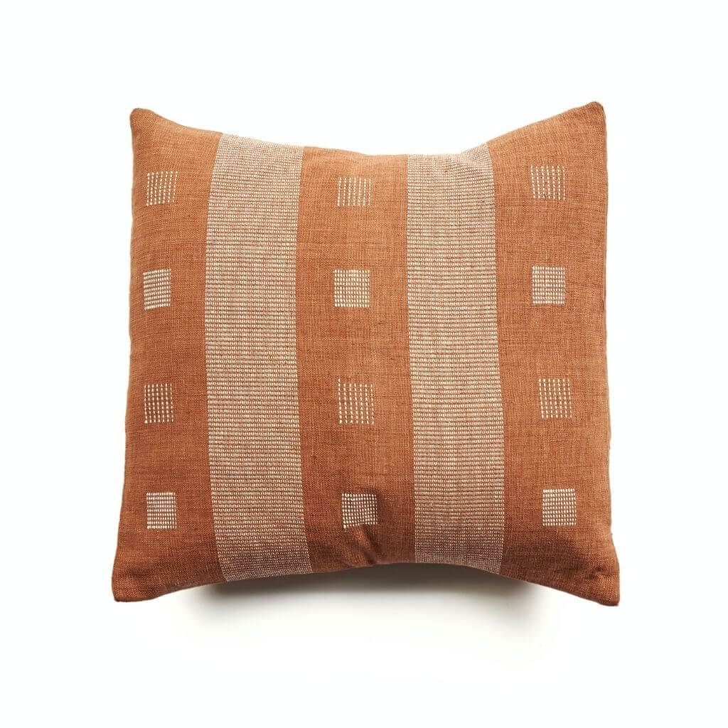 Chokor Nira Ochre Organic Cotton Handloom Pillow