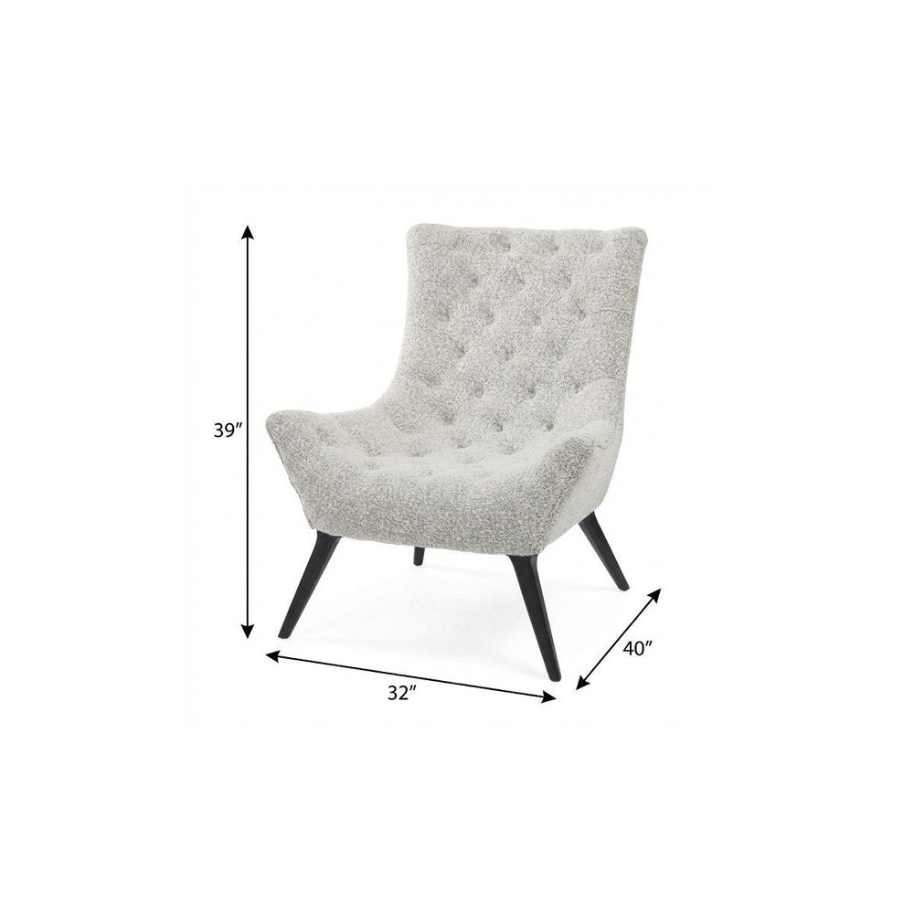 Gray Tufted Boucle Lounge Chair 32"