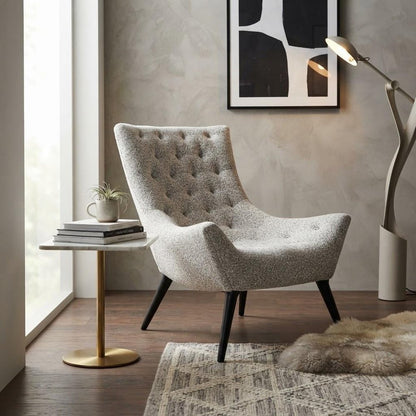 Gray Tufted Boucle Lounge Chair 32"