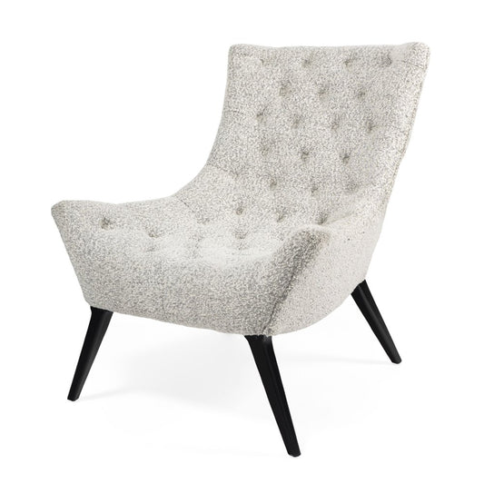 Gray Tufted Boucle Lounge Chair 32"