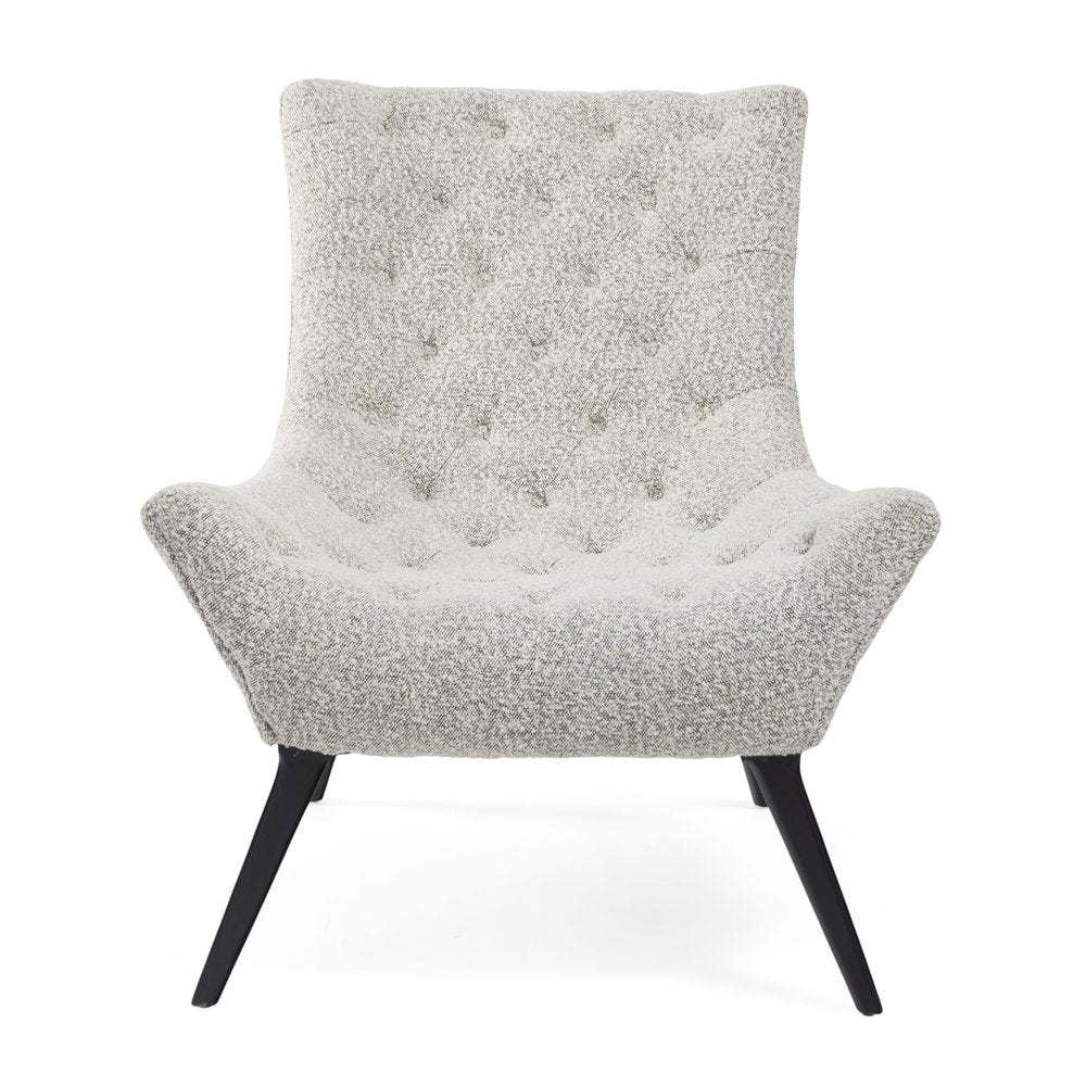 Gray Tufted Boucle Lounge Chair 32"