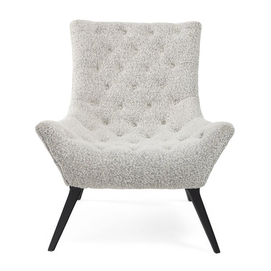 Gray Tufted Boucle Lounge Chair 32"