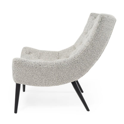 Gray Tufted Boucle Lounge Chair 32"