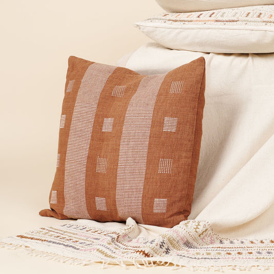 Chokor Nira Brown Organic Cotton Handloom Pillow Powered by People