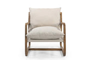30" Beige And Natural Linen Arm Chair - Fluent Trends