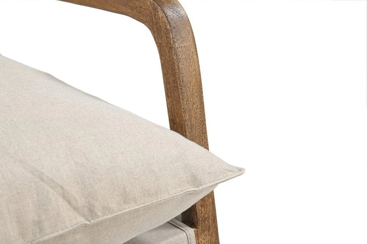 30" Beige And Natural Linen Arm Chair - Fluent Trends