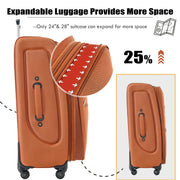 Orange Softside Expandable 3-Piece Luggage Set with Duffel Bag, Spinner Suitcases & TSA Lock - Fluent Trends