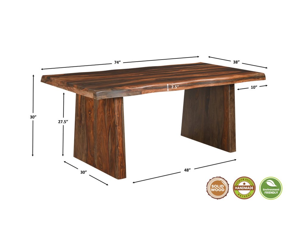 Solid Wood Dining Set – 6 Piece Dark Brown Table & Chairs