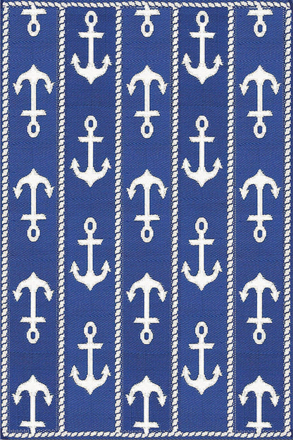 Anchor Blue & White Outdoor Mat / Rug