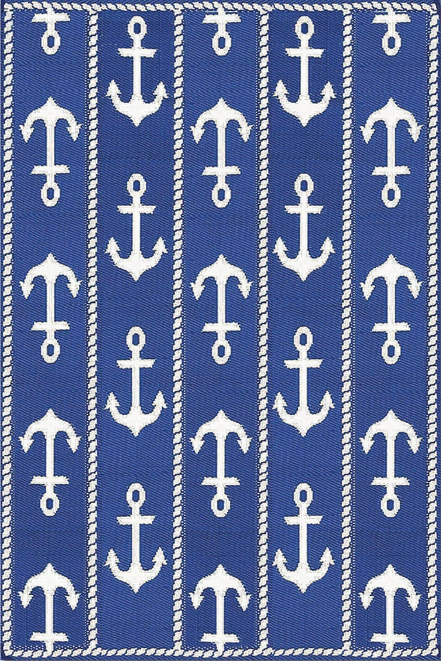 Anchor Blue & White Outdoor Mat / Rug - Fluent Trends