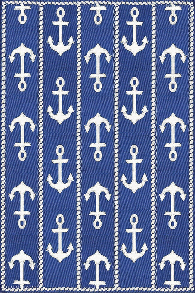 Anchor Blue & White Outdoor Mat / Rug - Fluent Trends