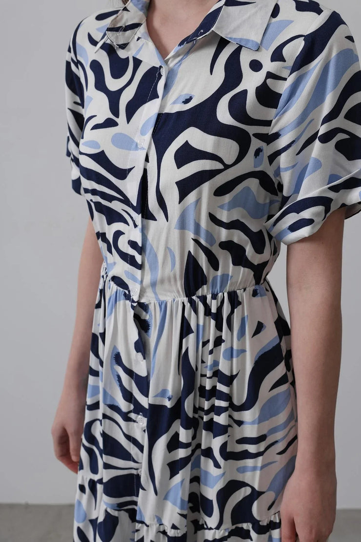Rey Printed Dress — Multicolor Abstract - Fluent Trends