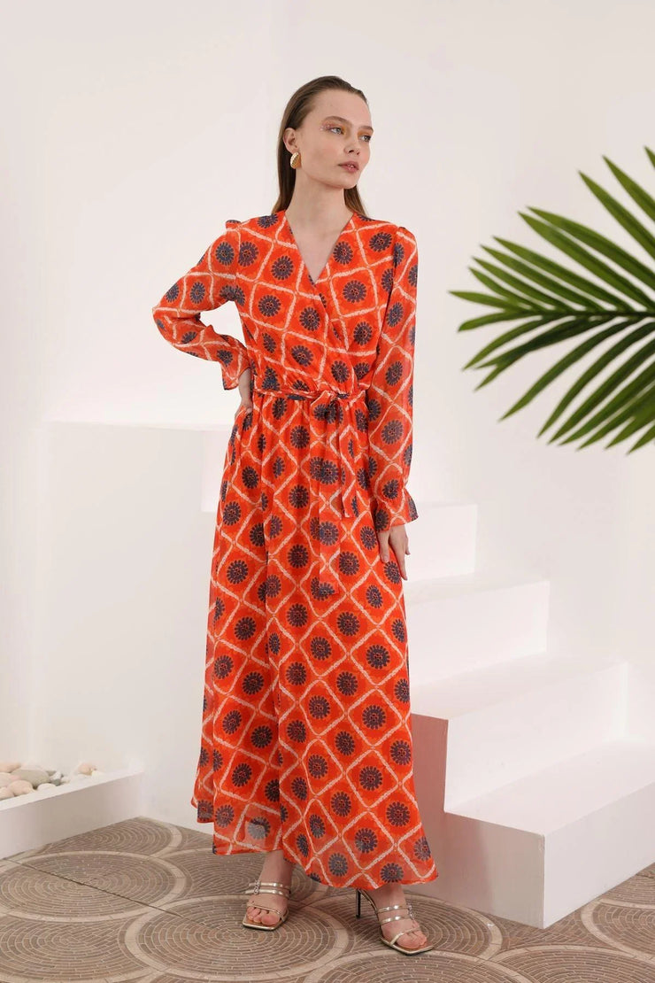 Sun Print Chiffon Dress - Fluent Trends