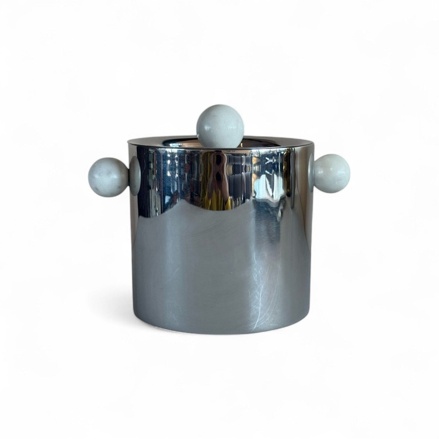 Elegant Kora Ice Bucket by MESO - Stainless Steel & Marble Barware for Sophisticated Entertaining
