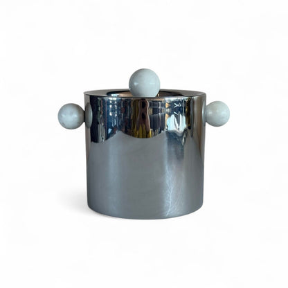 Elegant Kora Ice Bucket by MESO - Stainless Steel & Marble Barware for Sophisticated Entertaining
