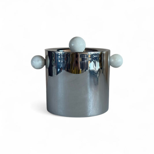 Elegant Kora Ice Bucket by MESO - Stainless Steel & Marble Barware for Sophisticated Entertaining