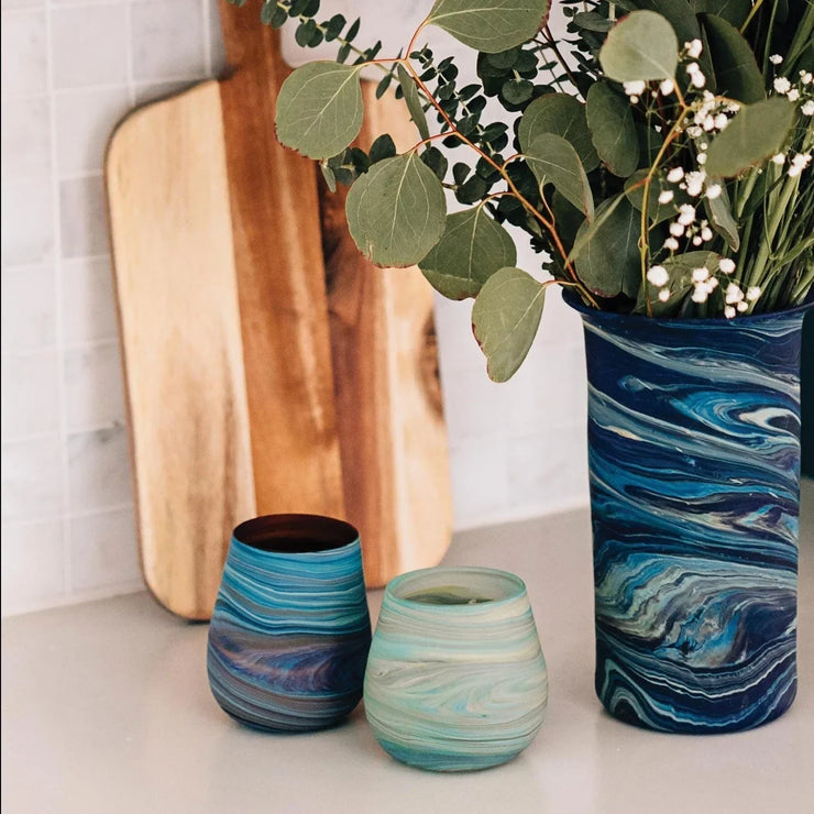 Desert Sands Phoenician Glass Votive | Candle Holder | Brown Striped - Fluent Trends